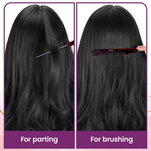 AGARO Hand Made Cellulose Acetate Comb HMC74, All Fine Tooth Dressing Comb, Smooth Rounded Teeth, Hair Styling, Hair Brushing, Hair Dressing, Brown